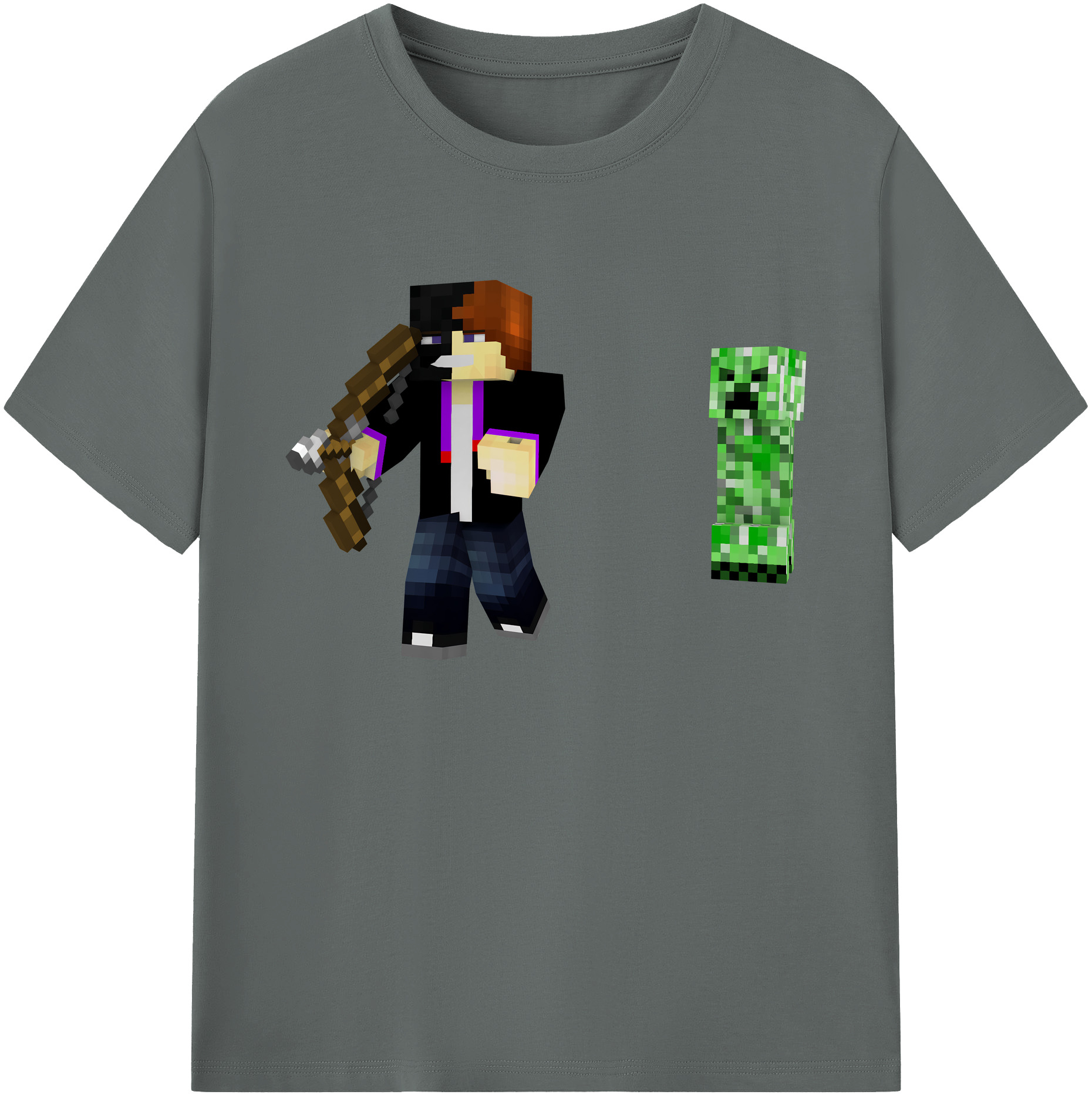 （画像用） マインクラフト ブロックの世界 Minecraft MC Block world 綿100％ メンズ半袖Tシャツ｜肌触りやわらか＆通気性